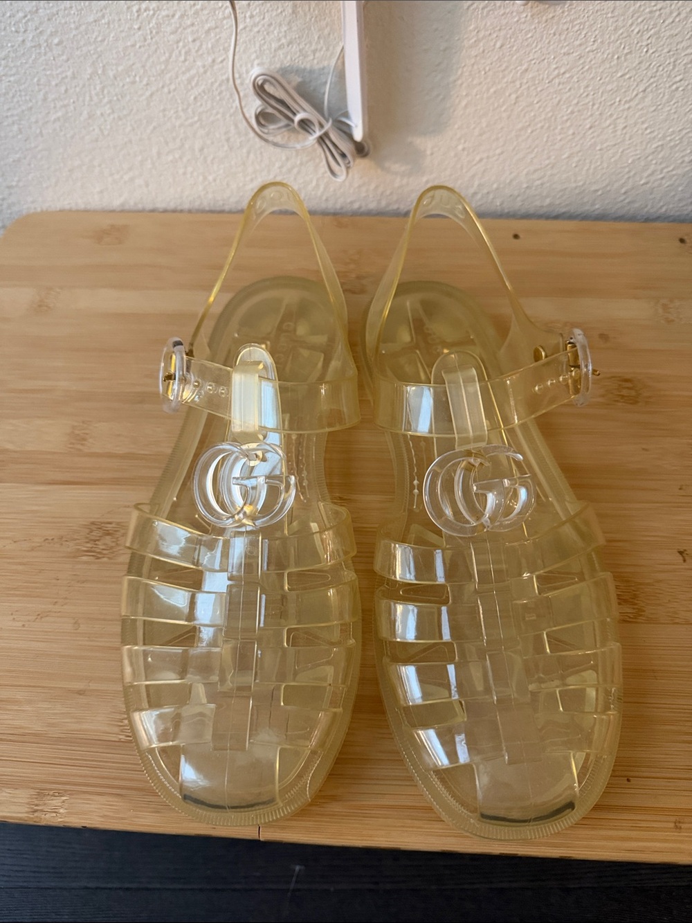 Clear Jelly Sandals with Interlocking Logo